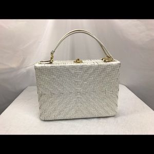 Vintage Dorette White Wicker Bag